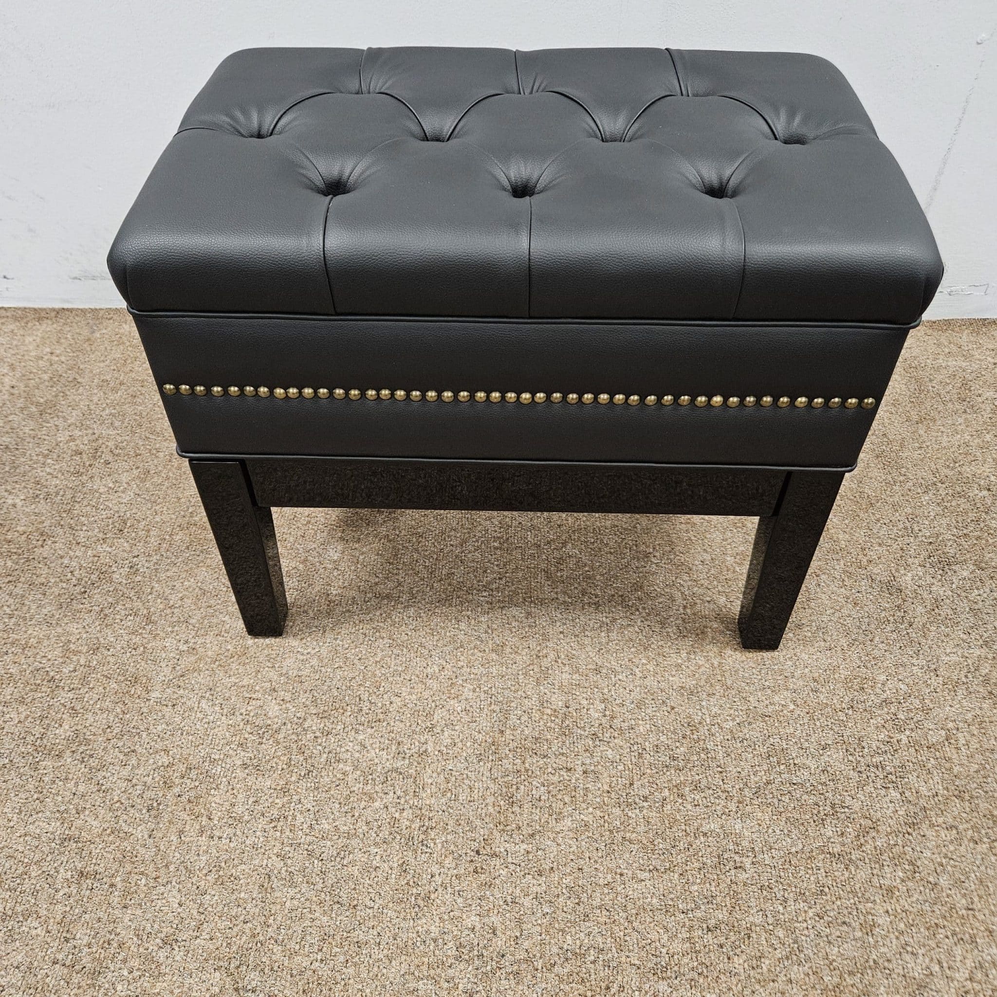 MUSIC STORAGE ADJUSTABLE PIANO STOOL WITH BRASS STUDS