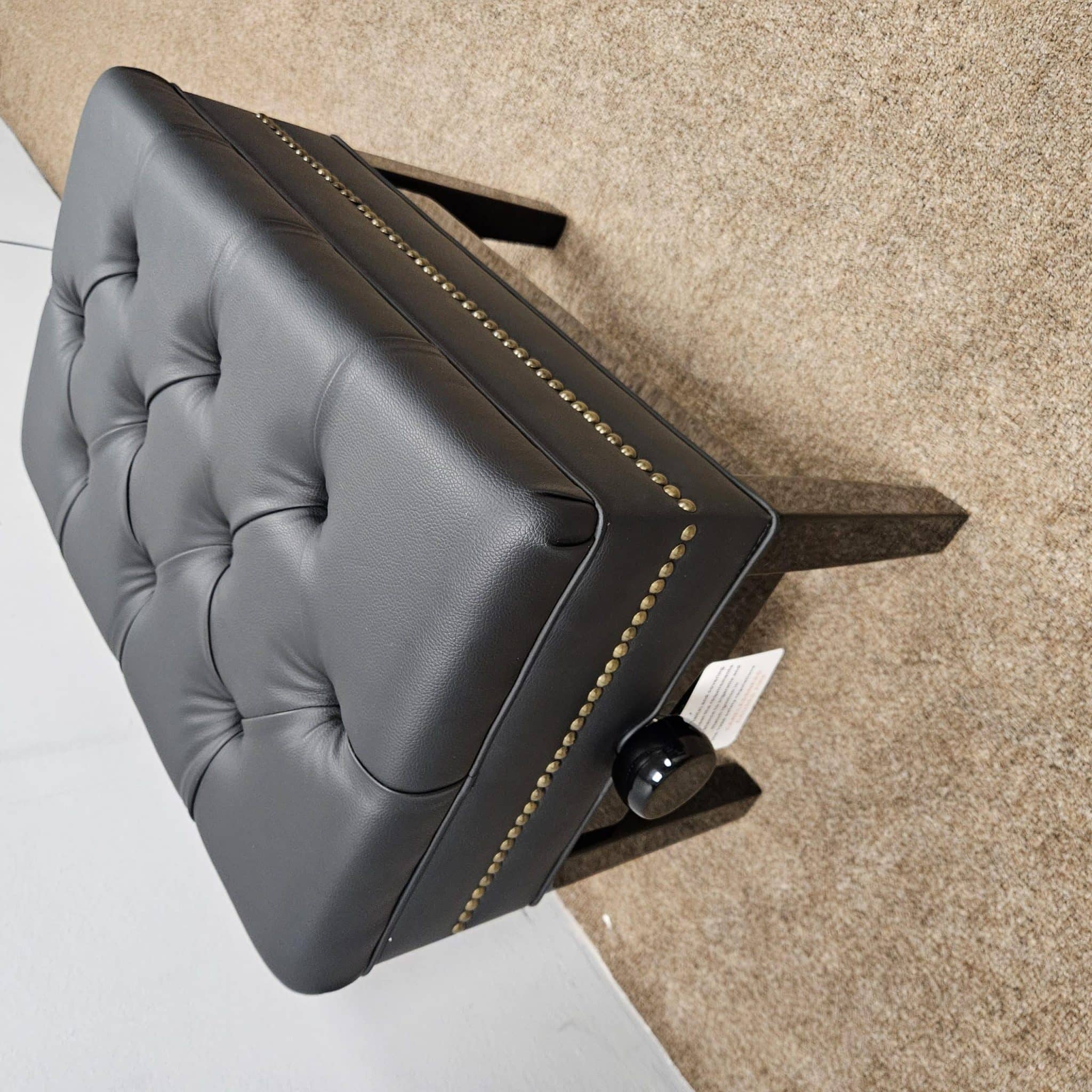 MUSIC STORAGE ADJUSTABLE PIANO STOOL WITH BRASS STUDS