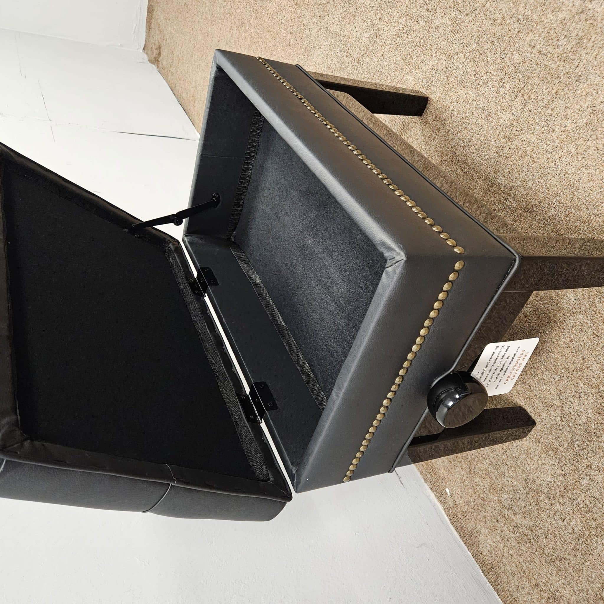 MUSIC STORAGE ADJUSTABLE PIANO STOOL WITH BRASS STUDS