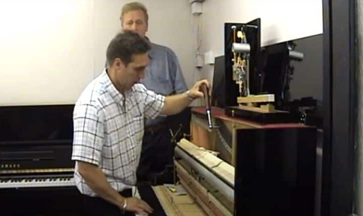 Paul tunes a piano with James in the background. piano tuning near me. piano tuning cost. how much does it cost to tune a piano. how much does piano tuning cost.